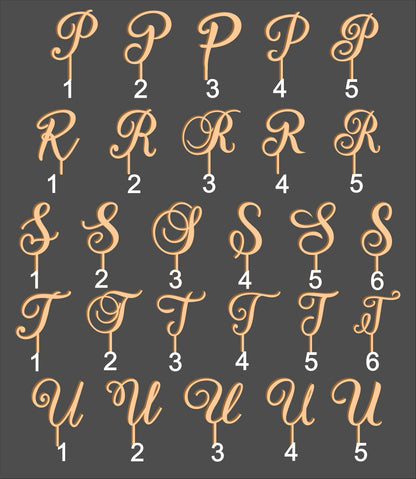 Monogram Wedding Cake Topper: Rustic Initial Letter, Birch Wood