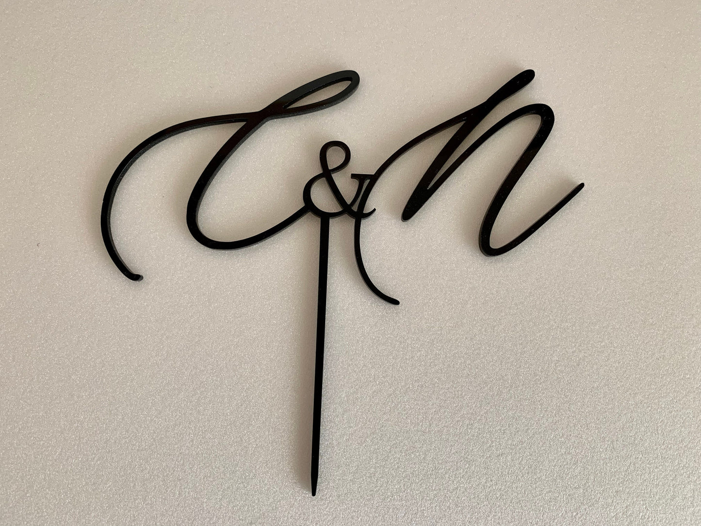 Custom Wedding Cake Topper - Personalized Initials, Hand Lettered Mr & Mrs Design