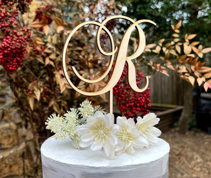 Rustic Initial Wedding Cake Topper: Birch Wood Monogram