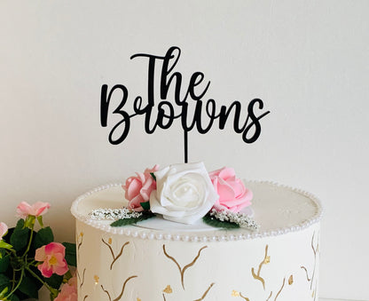 Personalized Wedding Last Name Cake Topper - Custom Script Mr & Mrs Design