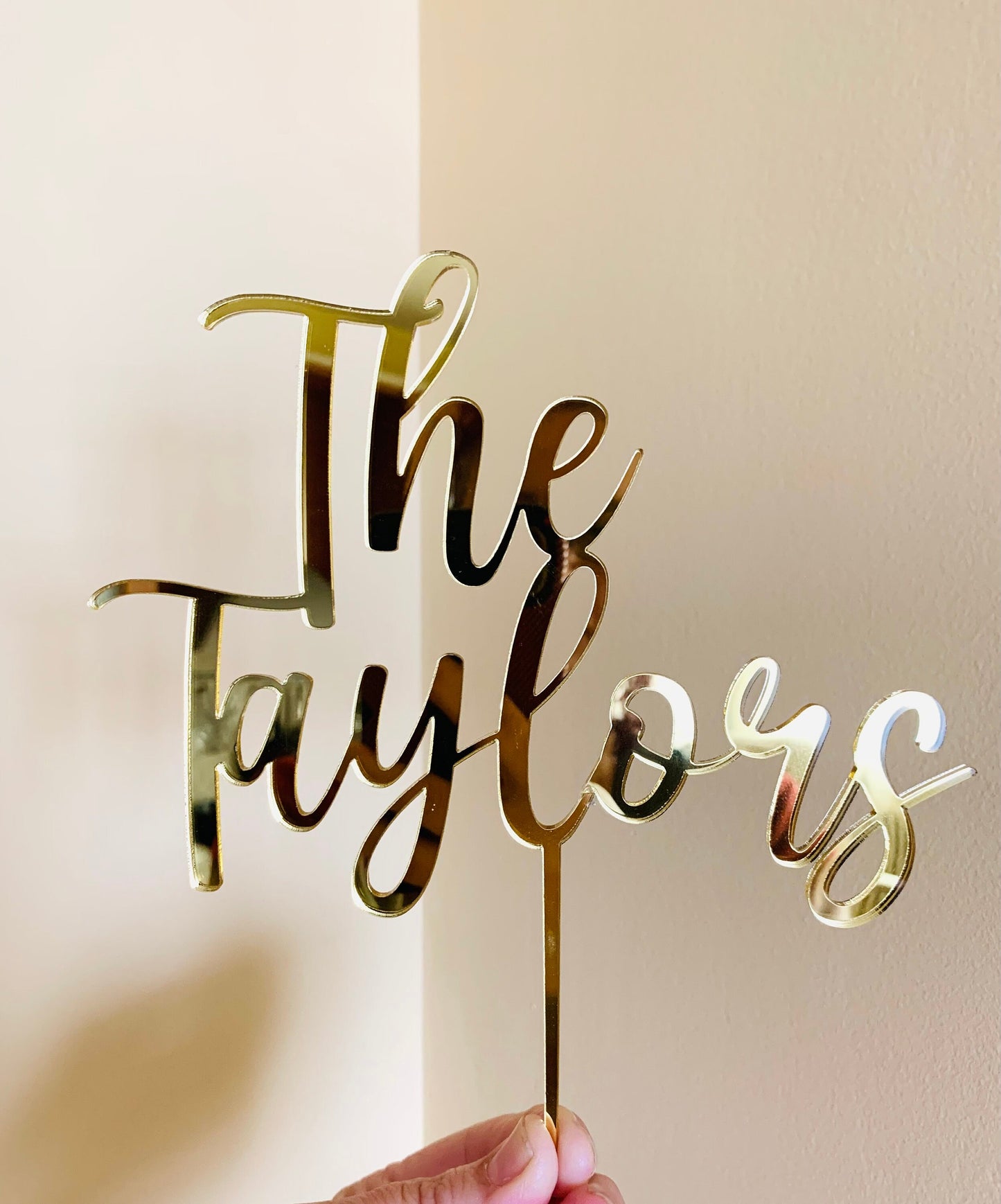 Personalized Wedding Last Name Cake Topper - Custom Script Mr & Mrs Design