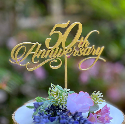 Gold Anniversary Cake Topper: 50th, 40th, 30th, 25th, 75th