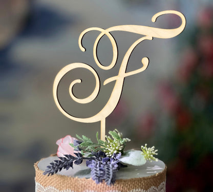 Personalized Monogram Cake Topper: Rustic Birch Wood Wedding Decor