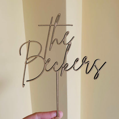 Personalized Last Name Wedding Topper, Custom Acrylic Surname Sign, Elegant Reception Cake Decor