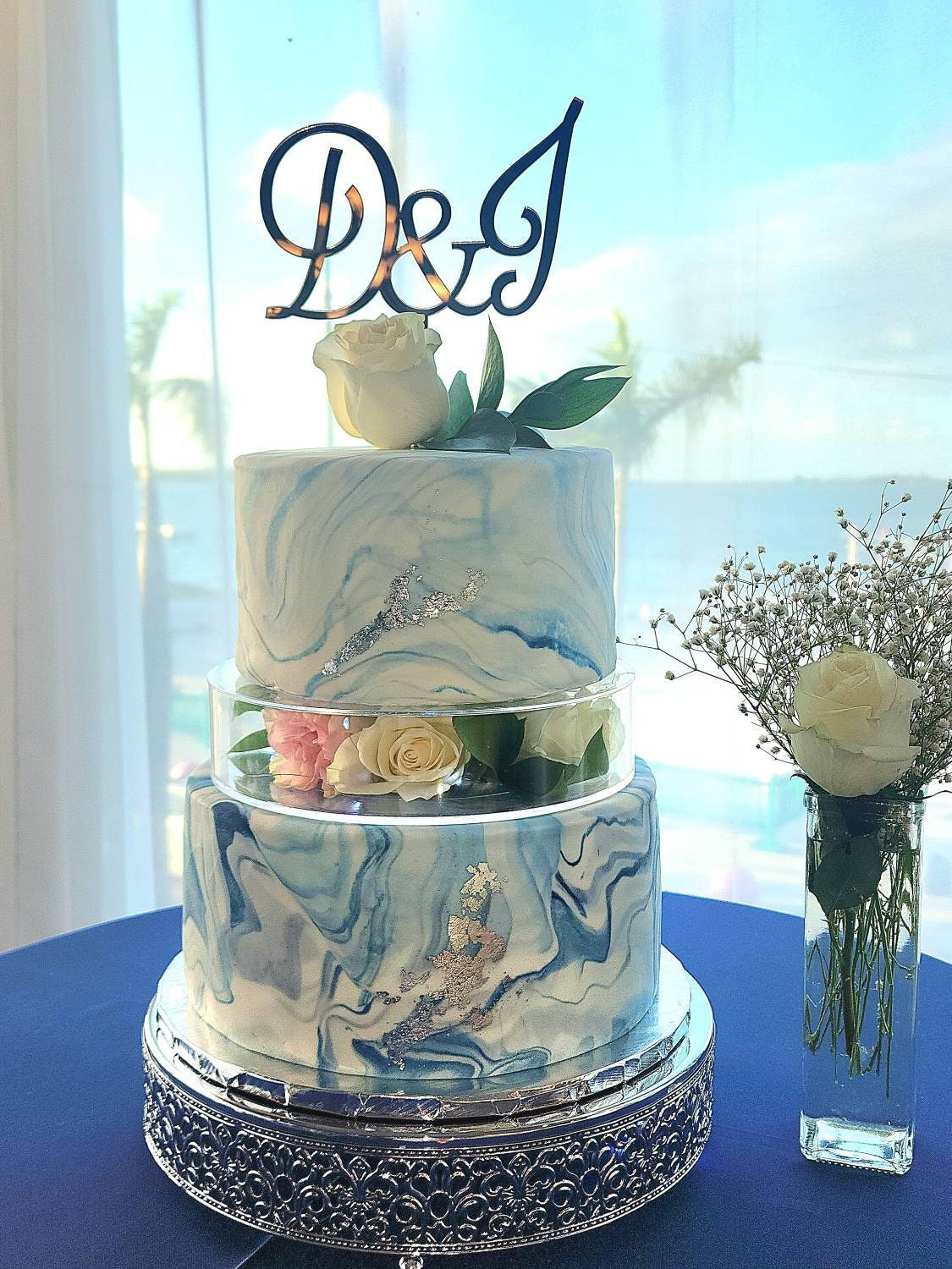 Custom Wedding Cake Topper - Personalized Initials, Hand Lettered Mr & Mrs Design
