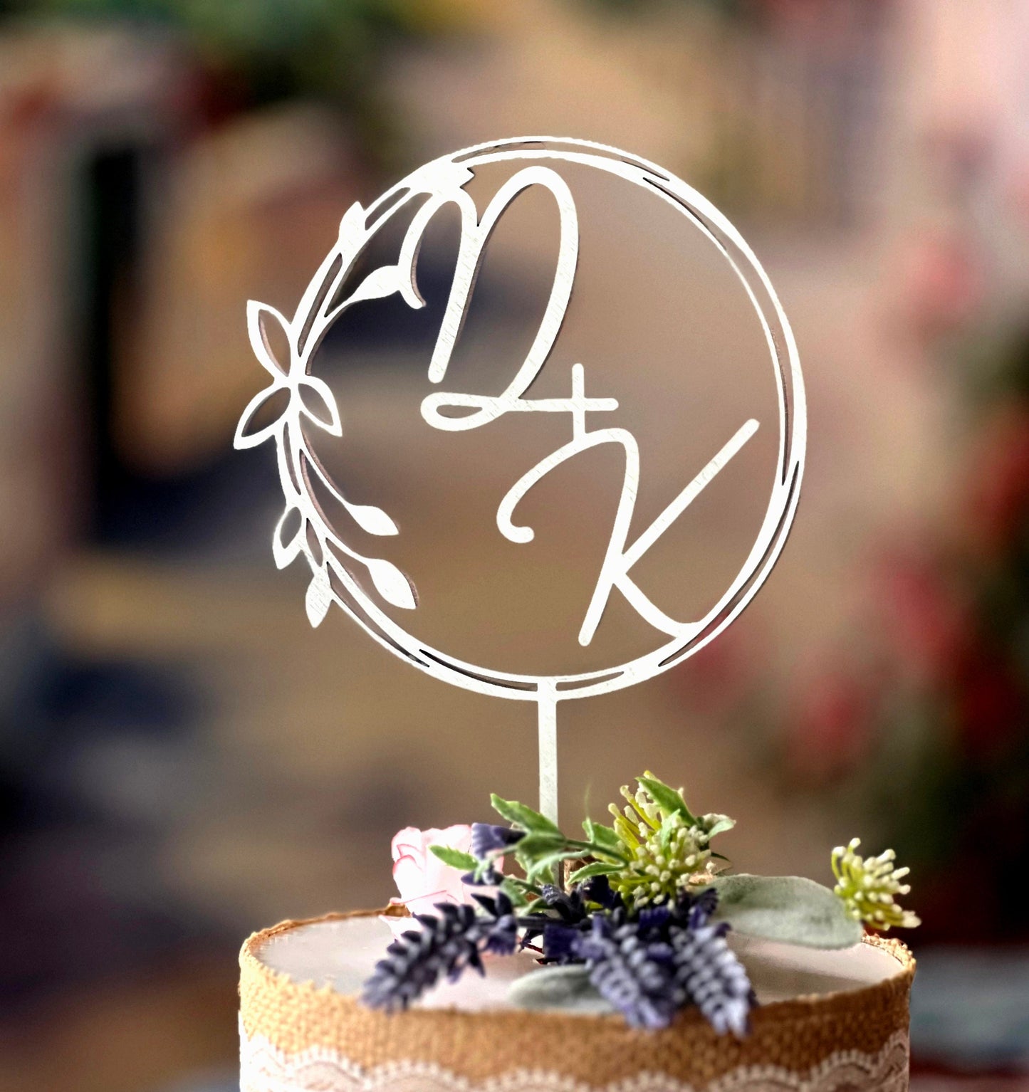 Personalized Initials Wedding Cake Topper: Rustic Monogram Letter