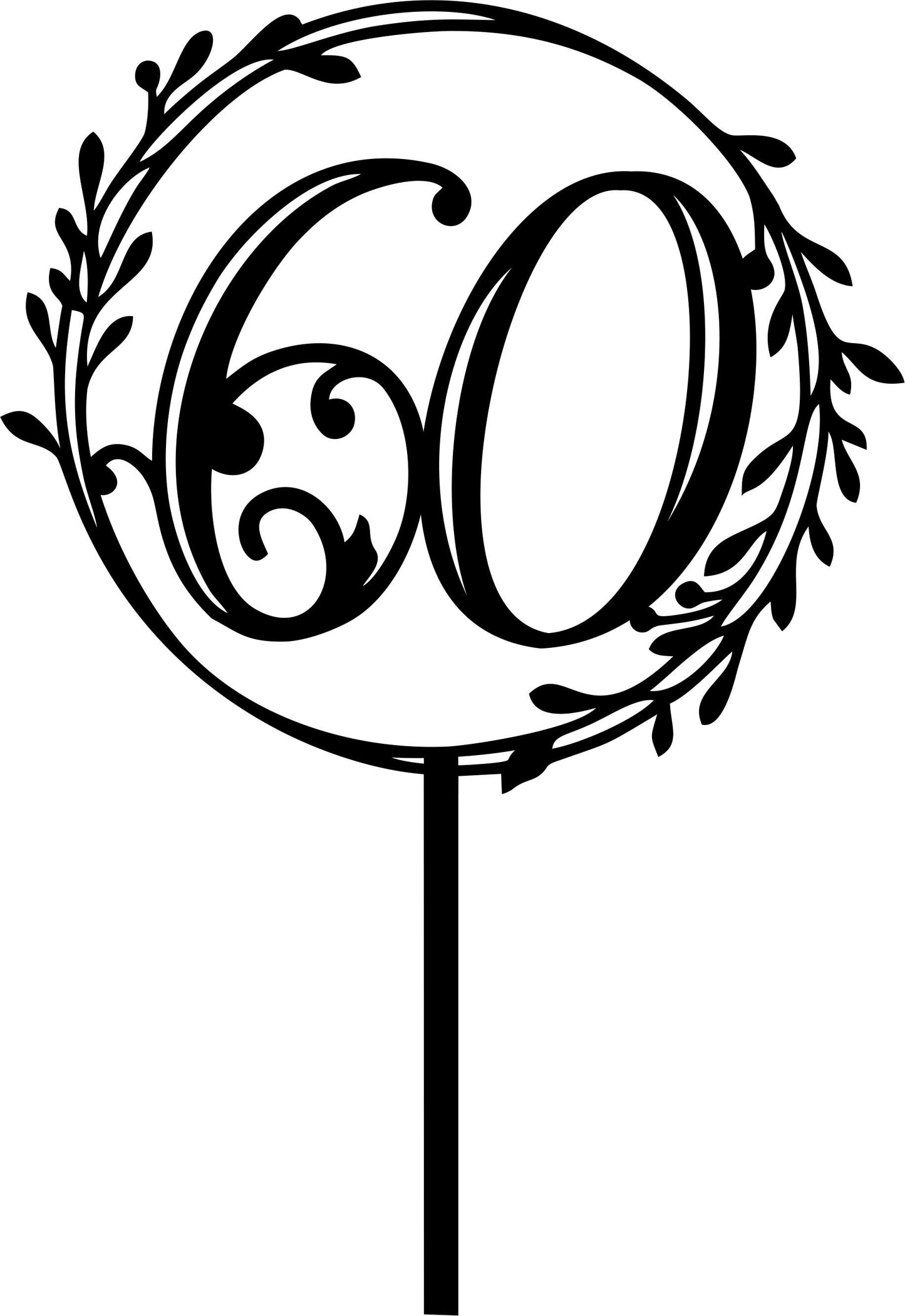 50th Anniversary Cake Topper: Stained Birch Wood, Floral Wreath