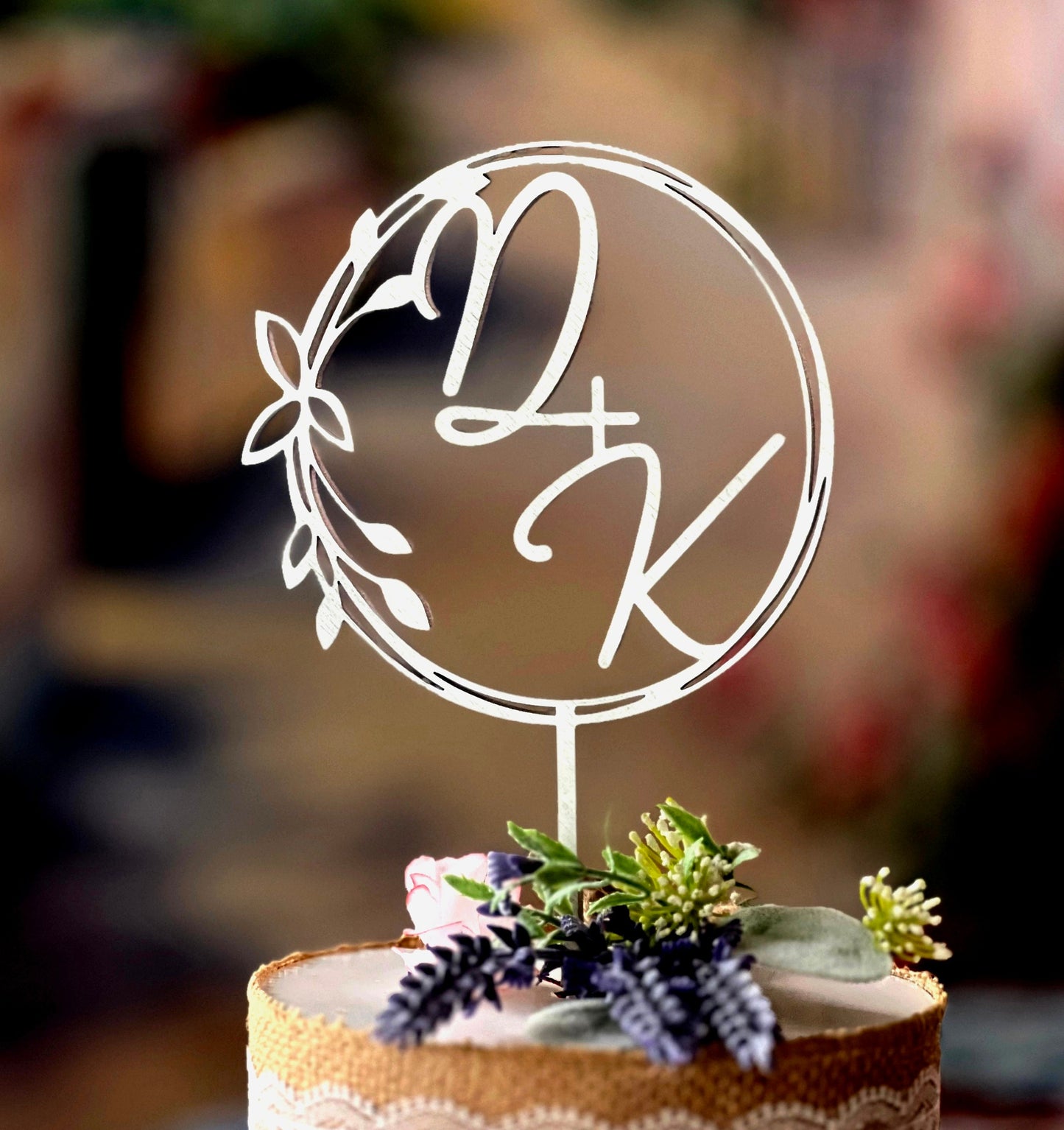 Personalized Initials Wedding Cake Topper: Rustic Monogram Letter