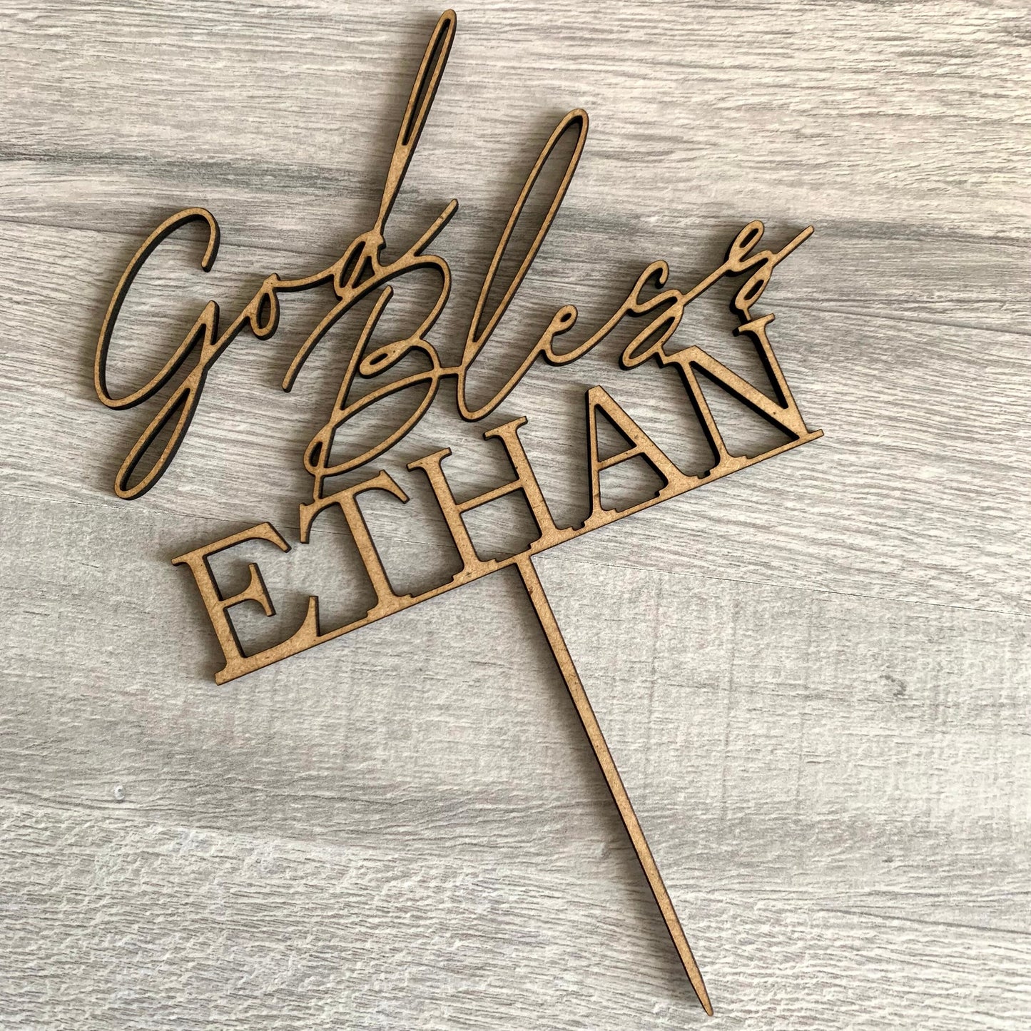 Personalized God Bless Cake Topper with Custom Name - First Communion and Christening Celebration