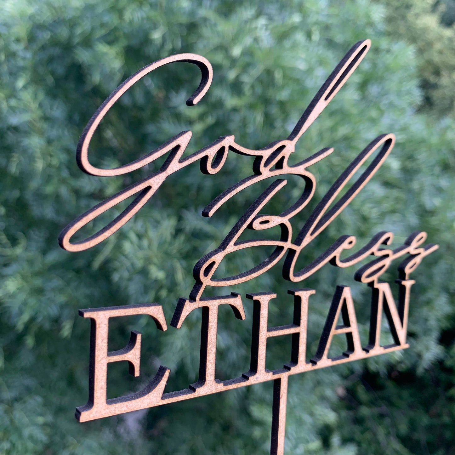 Personalized God Bless Cake Topper with Custom Name - First Communion and Christening Celebration