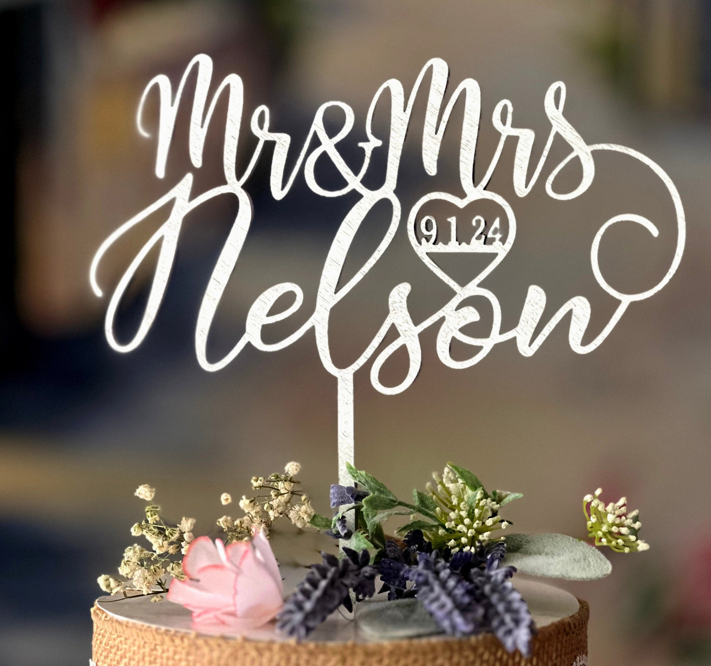 Silver Mr & Mrs Wedding Cake Topper: Personalized Metallic Decor