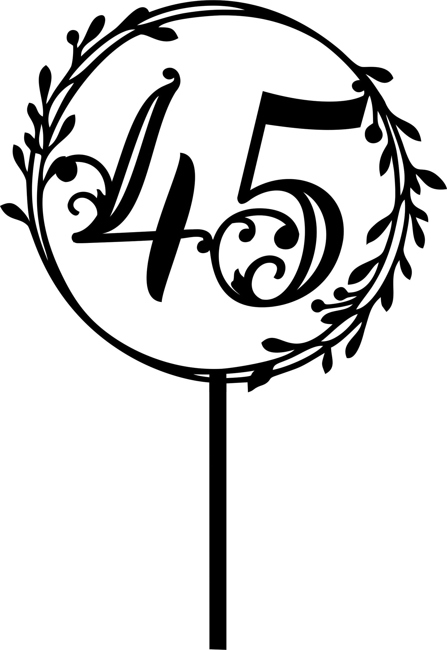 50th Anniversary Cake Topper: Stained Birch Wood, Floral Wreath