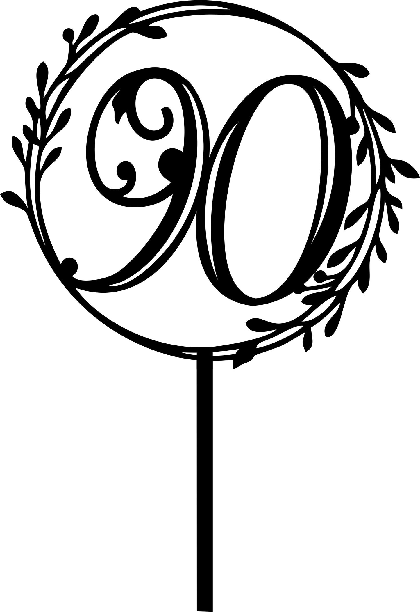 50th Anniversary Cake Topper: Stained Birch Wood, Floral Wreath