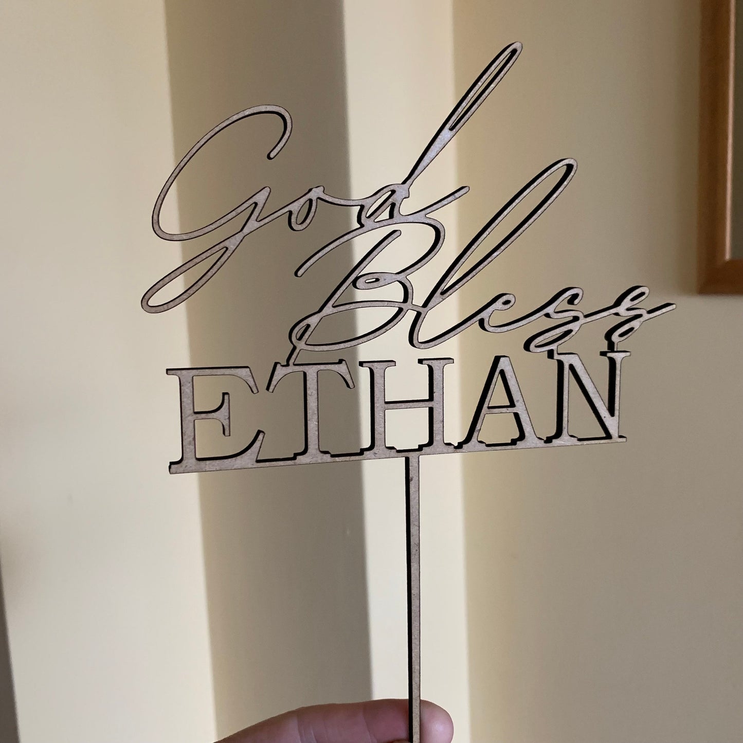 Personalized God Bless Cake Topper with Custom Name - First Communion and Christening Celebration
