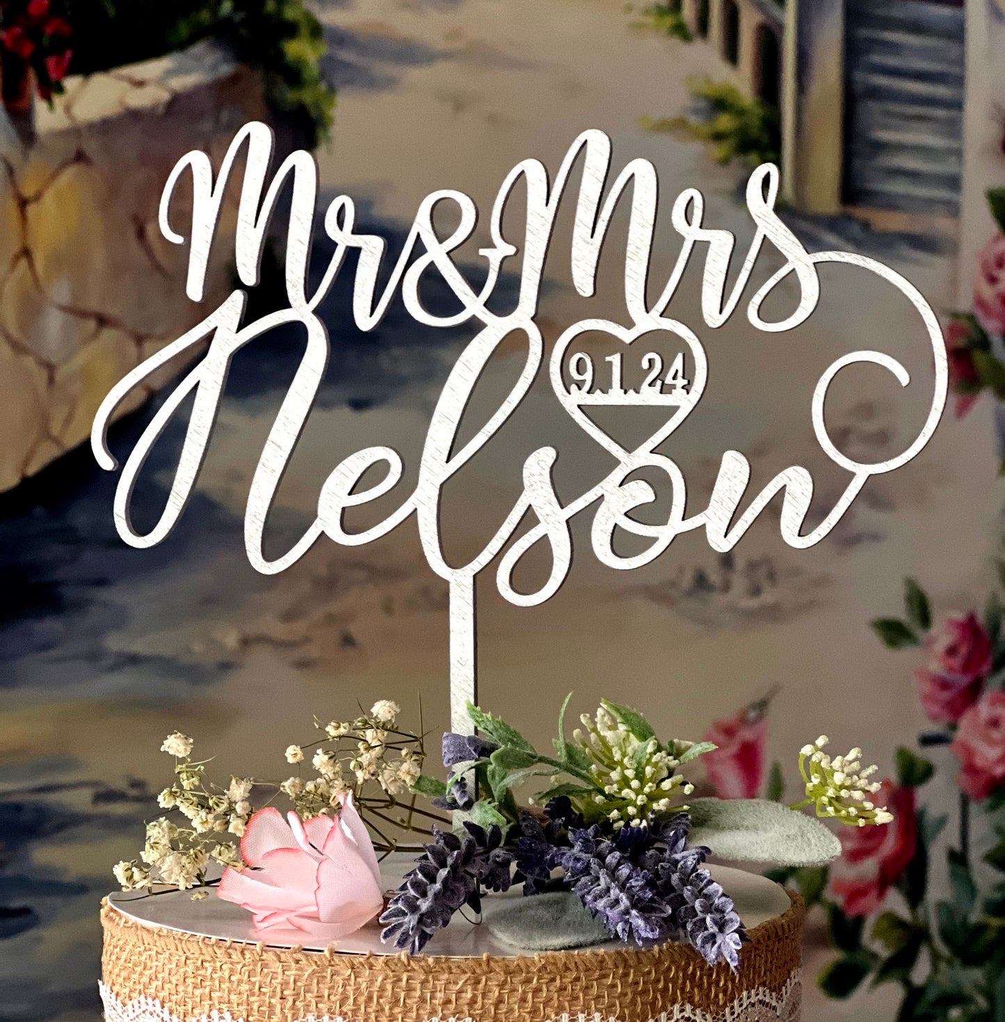 Silver Mr & Mrs Wedding Cake Topper: Personalized Metallic Decor