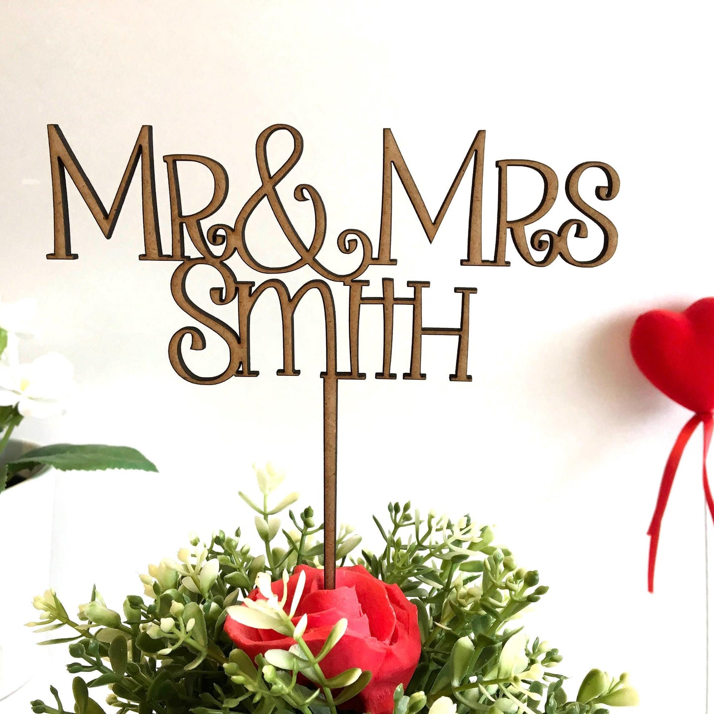Custom Mr & Mrs Wood Cake Topper - Personalized Rustic Wedding Decorations