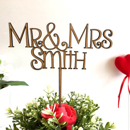Custom Mr & Mrs Wood Cake Topper - Personalized Rustic Wedding Decorations