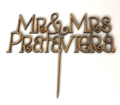 Custom Mr & Mrs Wood Cake Topper - Personalized Rustic Wedding Decorations