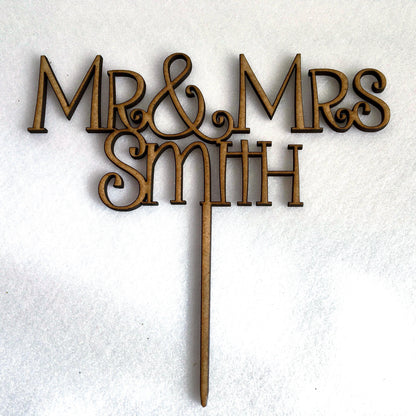 Custom Mr & Mrs Wood Cake Topper - Personalized Rustic Wedding Decorations