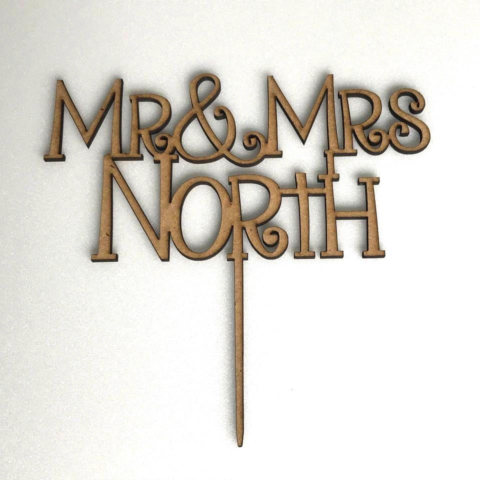 Custom Mr & Mrs Wood Cake Topper - Personalized Rustic Wedding Decorations