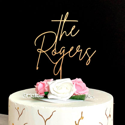 Personalized Last Name Wedding Topper, Custom Acrylic Surname Sign, Elegant Reception Cake Decor
