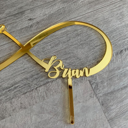 Infinity Cake Topper with Custom Name, Personalized Wedding Decor - Forever Love