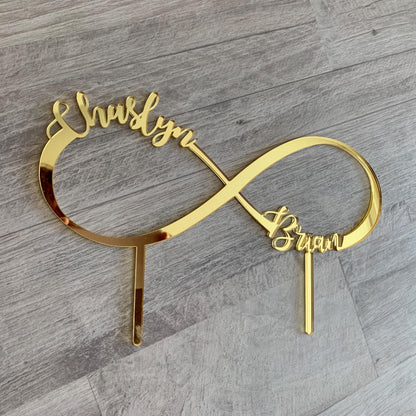 Infinity Cake Topper with Custom Name, Personalized Wedding Decor - Forever Love