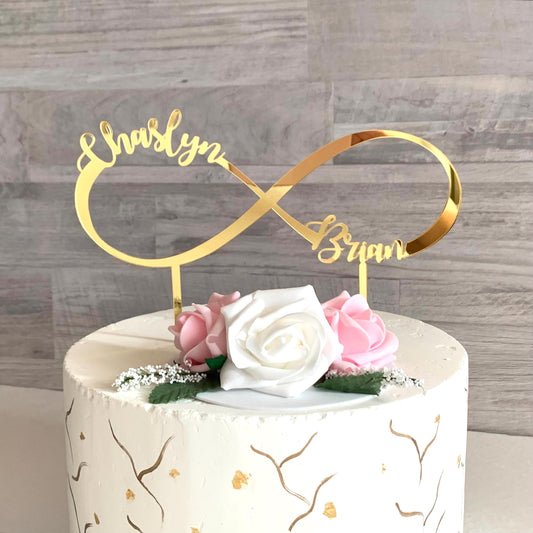 Infinity Cake Topper with Custom Name, Personalized Wedding Decor - Forever Love