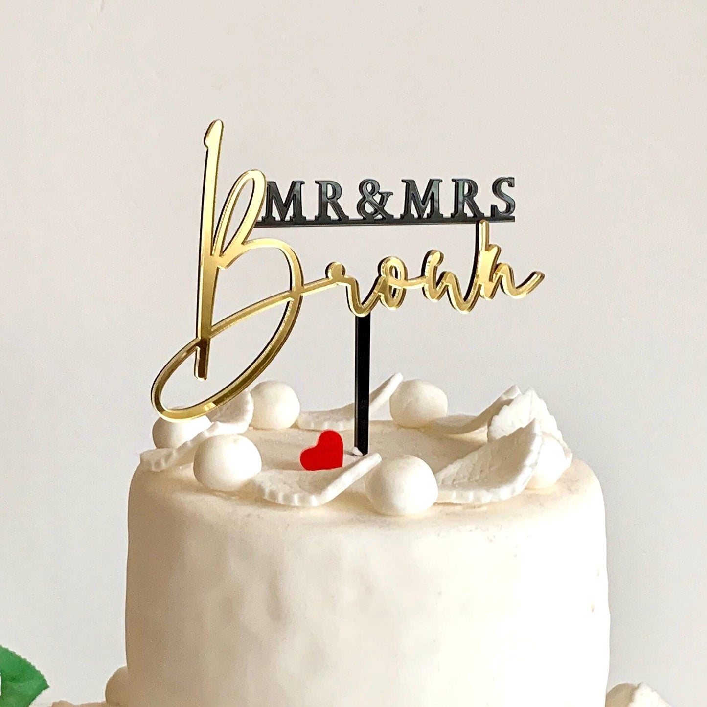 Custom Mr & Mrs Wedding Cake Topper - Personalized Last Name Anniversary Decoration