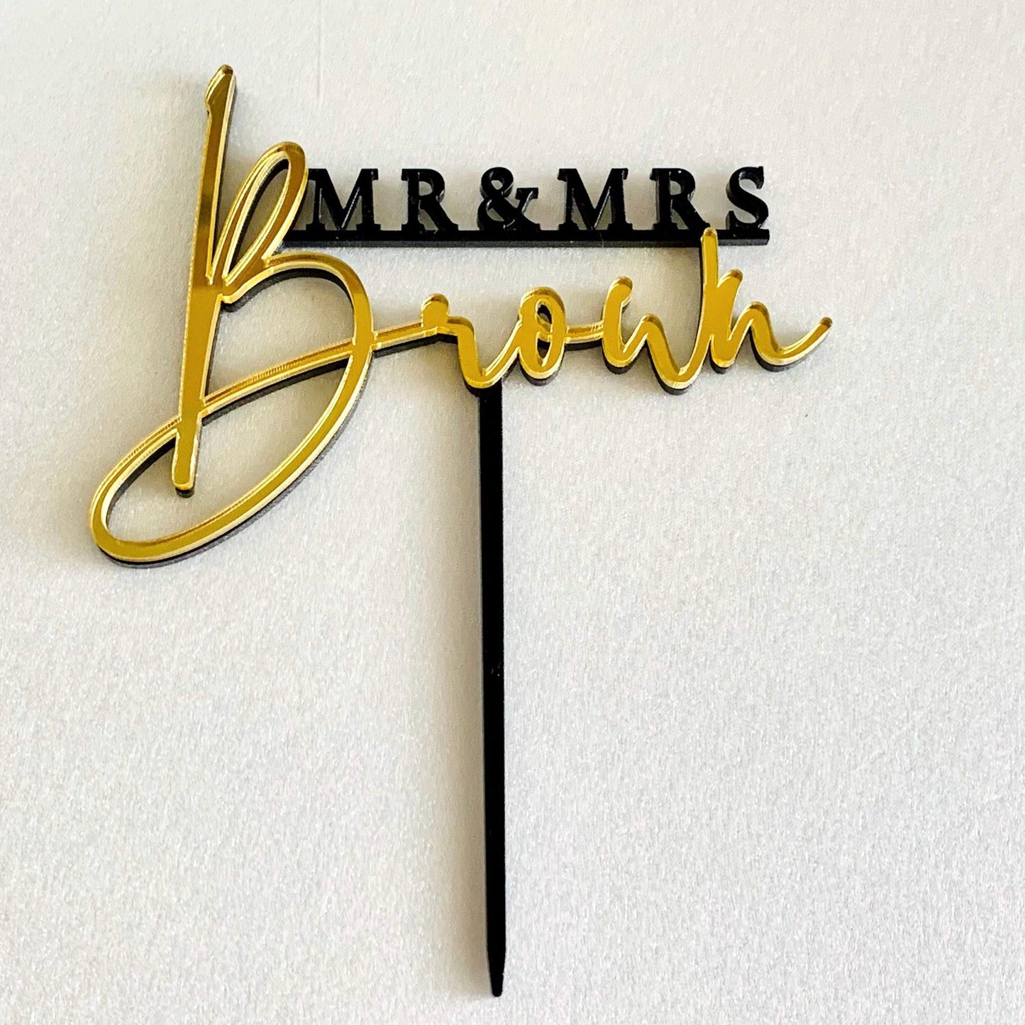 Custom Mr & Mrs Wedding Cake Topper - Personalized Last Name Anniversary Decoration