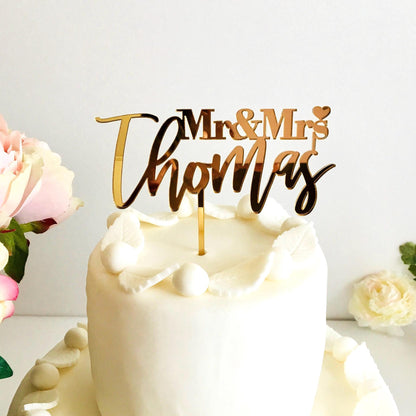 Personalized Mr and Mrs Wedding Cake Topper