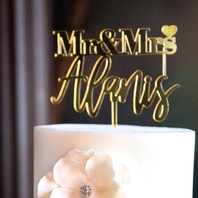 Personalized Mr and Mrs Wedding Cake Topper