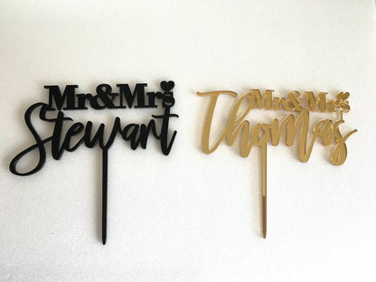 Personalized Mr and Mrs Wedding Cake Topper