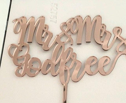 Personalized Wedding Cake Topper with Last Name - Mr and Mrs Cake Decoration