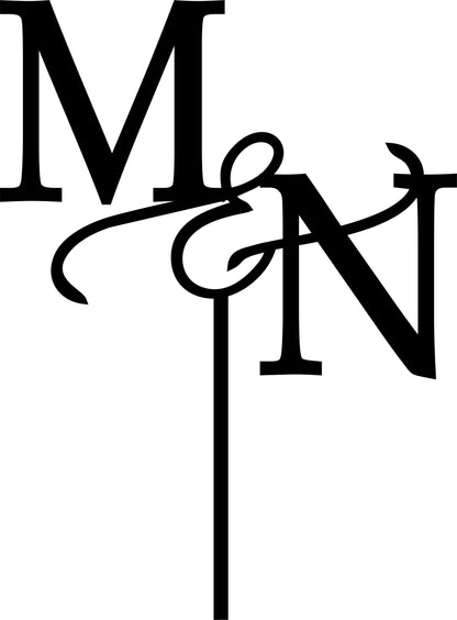 Personalized Monogram Wedding Cake Topper: Rustic Birch Wood Initial