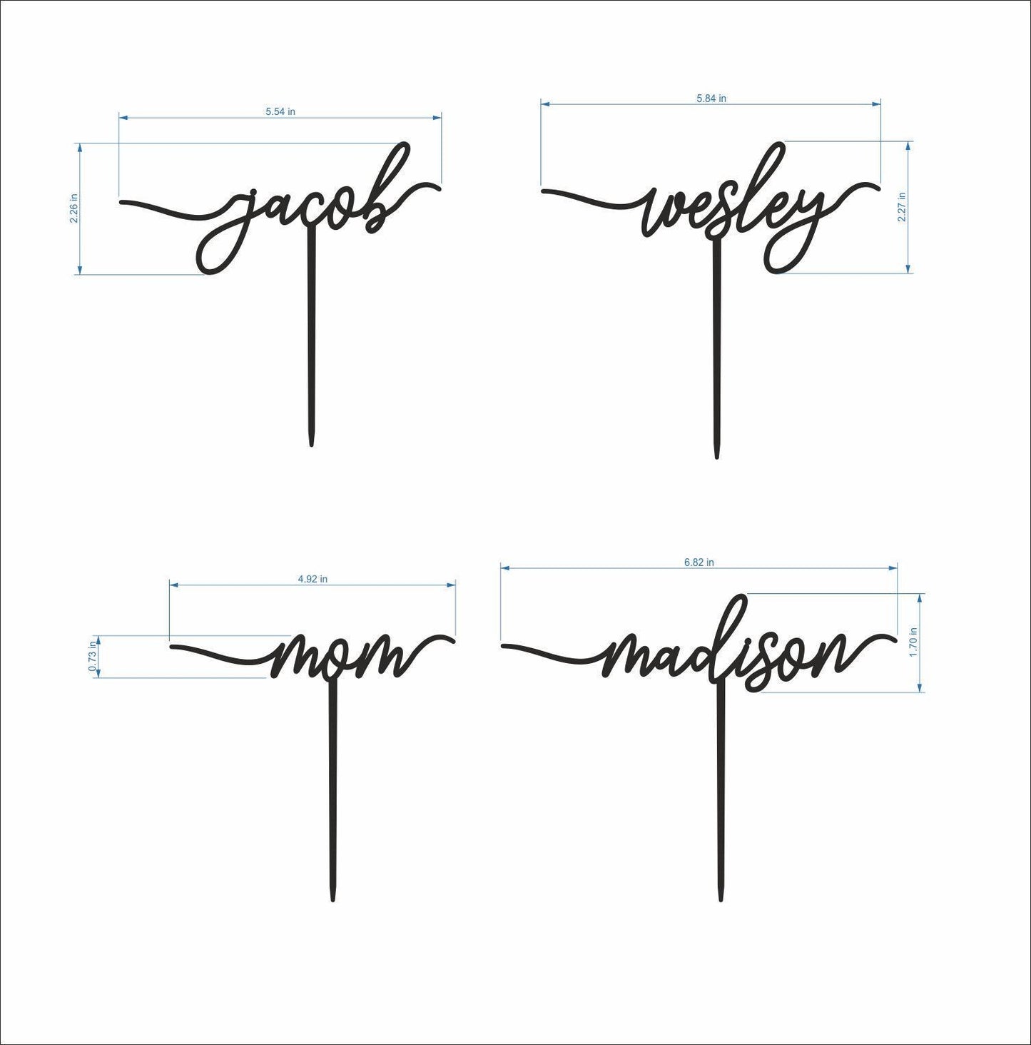 Personalized Wedding Cake Toppers - Two Custom Names - Bride and Groom - Mr and Mrs