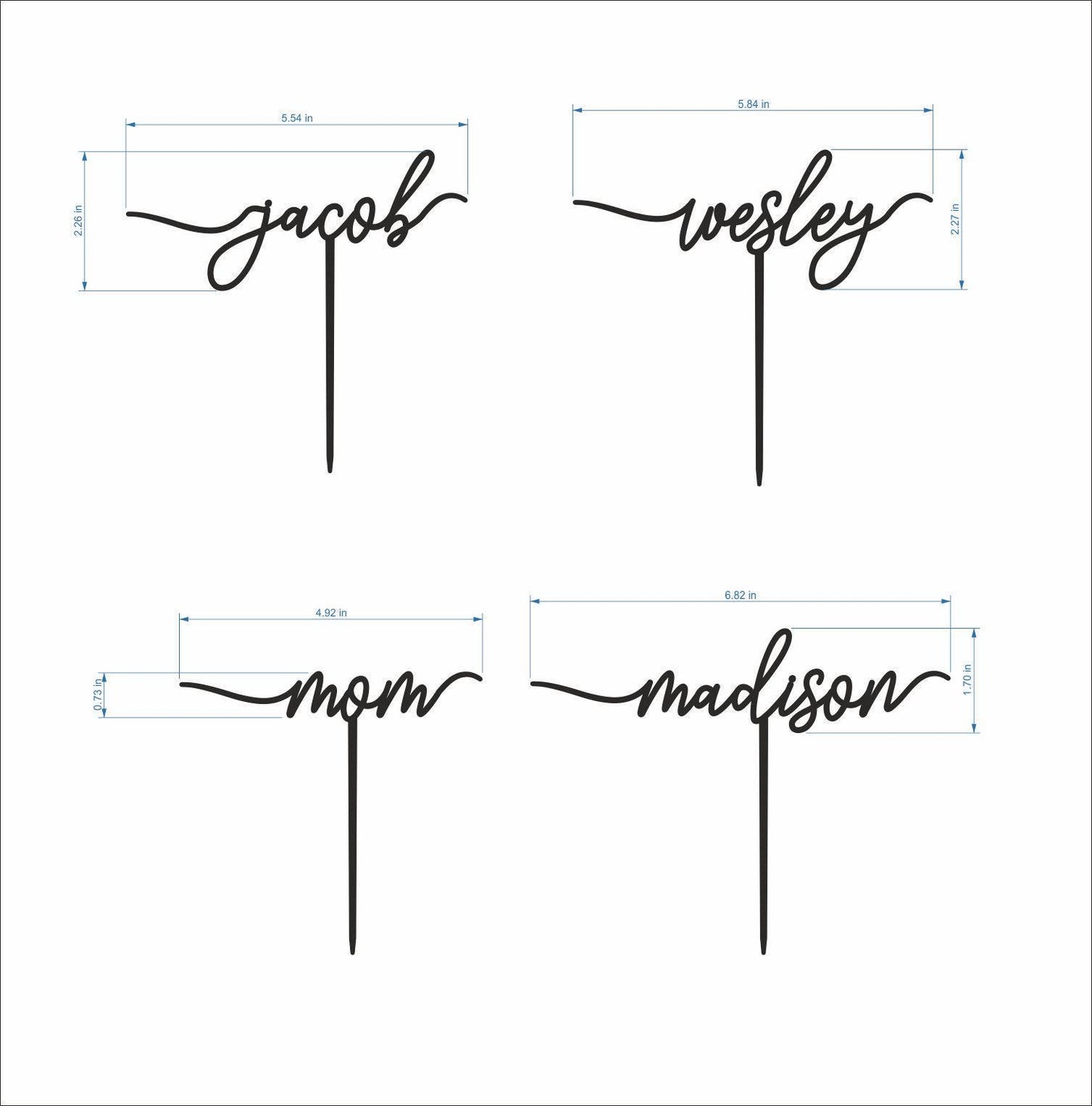 Two Custom Name Cake Toppers - Personalized Anniversary or Birthday Decoration