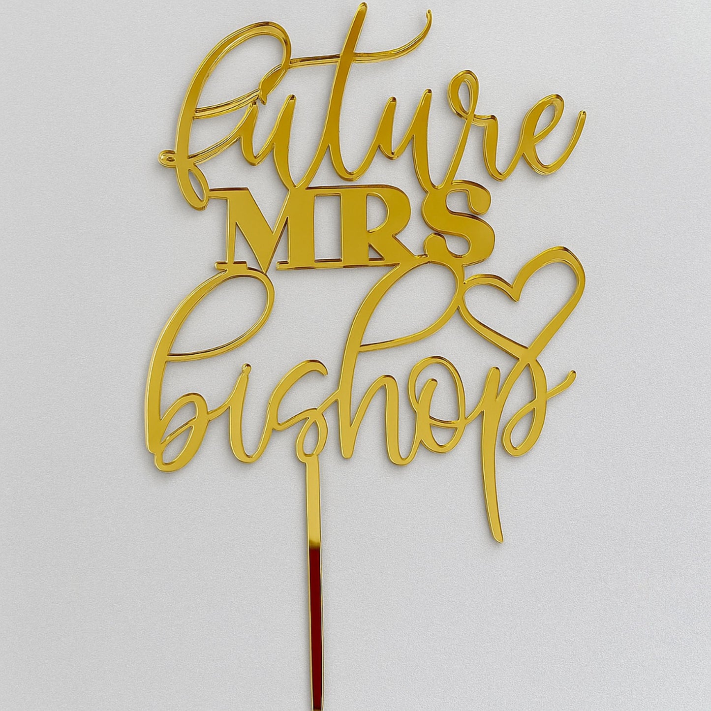 Personalized Future Mrs Cake Topper with Custom Name and Heart, Bridal Shower Cake Decor