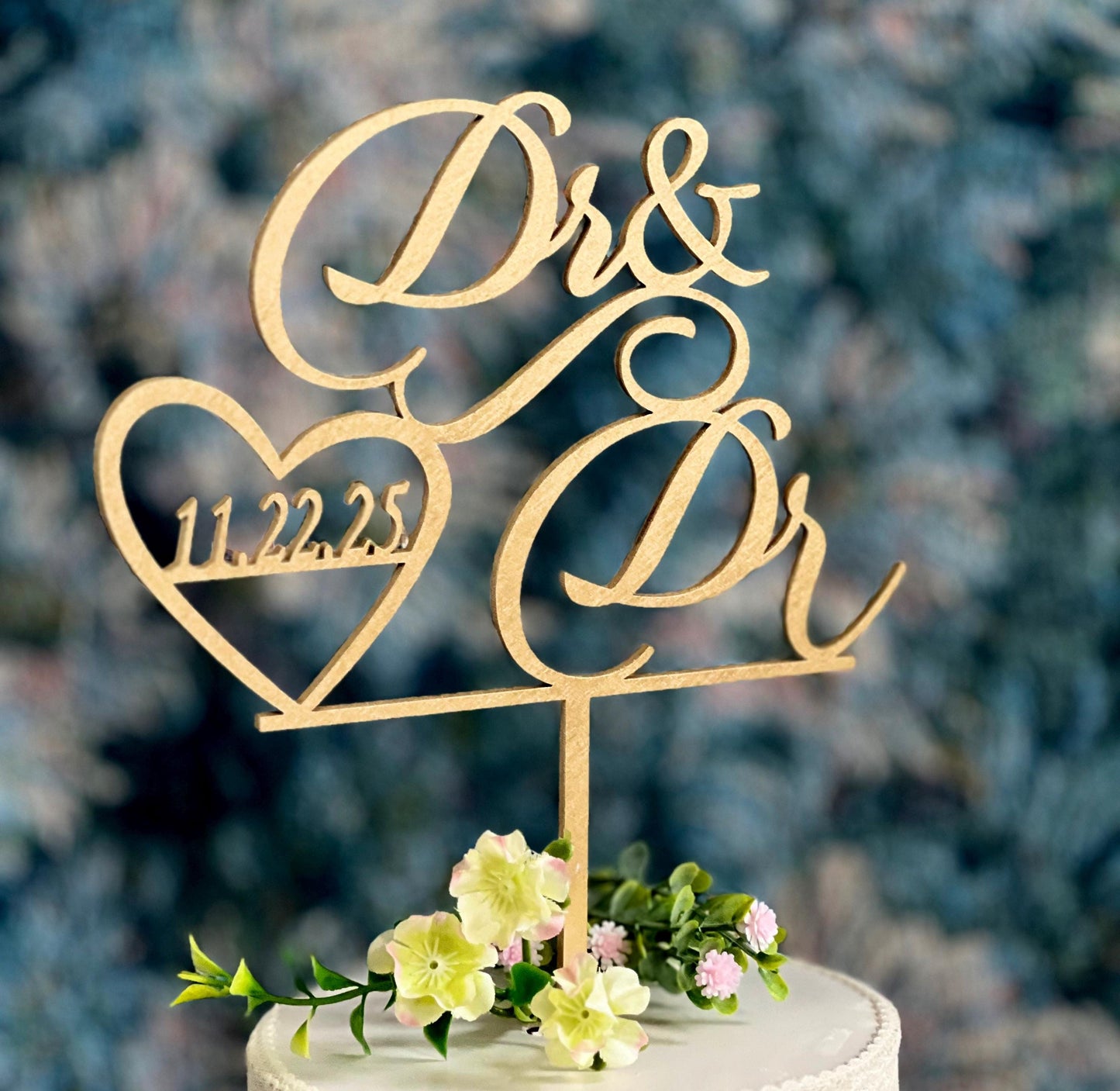 Dr & Dr Wedding Cake Topper: Silver Metallic Finish