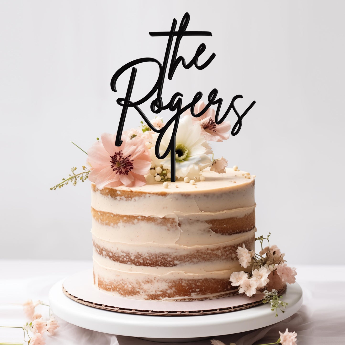 Personalized Last Name Wedding Topper, Custom Acrylic Surname Sign, Elegant Reception Cake Decor