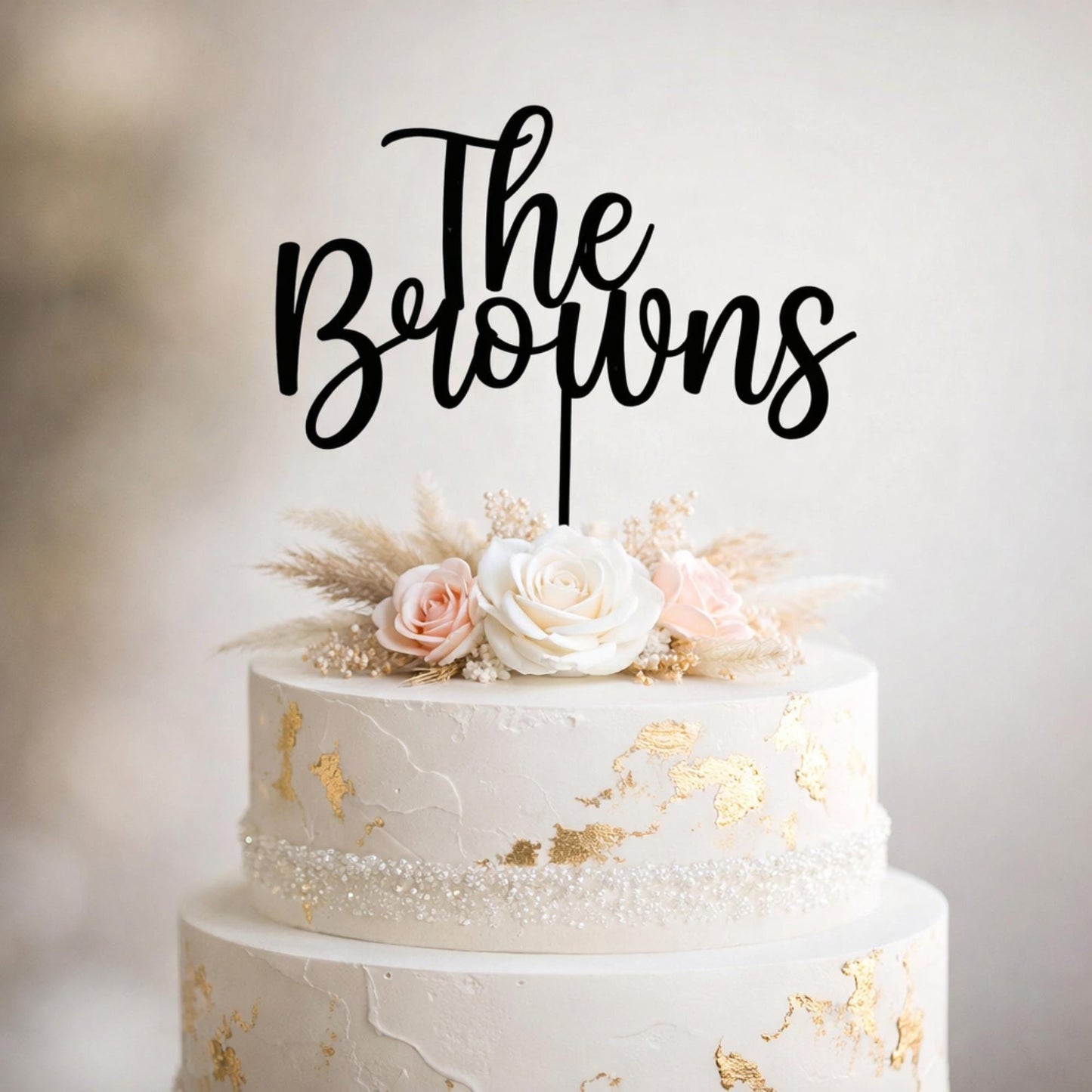 Personalized Wedding Last Name Cake Topper - Custom Script Mr & Mrs Design