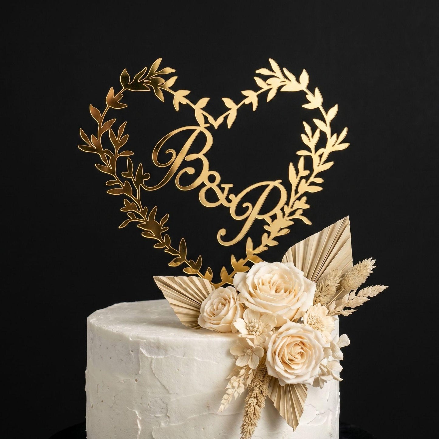 Personalized Wedding Cake Topper - Heart Shape with Initials - Mr & Mrs Anniversary Decoration